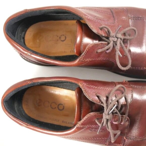 Sz 47 US 13 13.5 Men\'s Ecco Helsinki Bike Toe Leather Oxford Shoes ~ Brown main image 7
